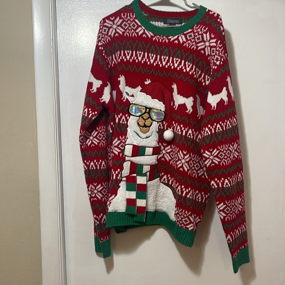Holiday Llama Sweater - Red and Green XXL - Picture 2 of 5